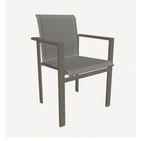 Dining armchair Kwadra by Sifas - Grey lacquered aluminium, grey Textilene seat
