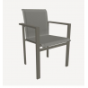 Dining armchair Kwadra by Sifas - Grey lacquered aluminium, grey Textilene seat