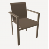Dining armchair Kwadra by Sifas - Moka lacquered aluminium, taupe Textilene seat