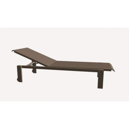 Deck chair Kwadra by Sifas - Moka lacquered aluminium, taupe Textilene seat