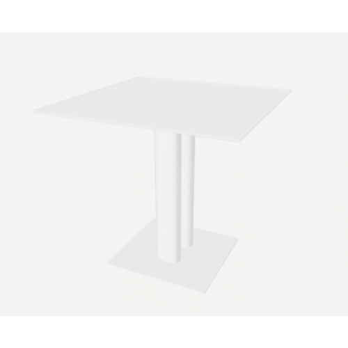 Pedestal table with glass top Oskar by Sifas - Mat white structure and white glass top