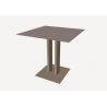 Pedestal table with glass top Oskar by Sifas - Mat moka structures and chanvre glass top