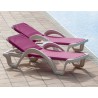 CARMEN Sunlounger by Baillou - White structure and pink blue seat