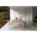 Rectangular outdoor dining table Air by Manutti - White frame, wood Iroko top