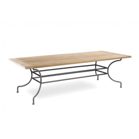 Rectangular outdoor dining table Capri by Manutti - Anthracite frame, aged teak top