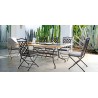 Rectangular outdoor dining table Capri by Manutti - Rubbed brown frame, border teak with stone top
