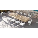 Table de repas rectangulaire pour l'extérieur Capri de Manutti - Cadre blanc, plateau teck