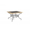 Square outdoor dining table Capri by Manutti - Anthracite frame, border teck with stone top
