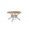 Round outdoor dining table Capri by Manutti - Rubbed brown frame, teak top