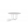 Table de repas ronde pour l'extérieur Fuse de Manutti - Cadre blanc, plateau verre sable