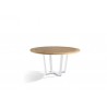 Round outdoor dining table Fuse by Manutti - White frame, teak top