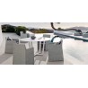 Round outdoor dining table Fuse by Manutti - White frame, white glass top