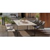 Rectangular outdoor dining table Prato by Manutti - Lava frame, aged teak top