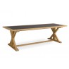 Rectangular outdoor dining table Livorno by Manutti - Teak frame, broder teak with stone top