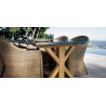 Rectangular outdoor dining table Livorno by Manutti - Teak frame, stone top