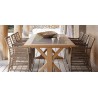 Rectangular outdoor dining table Livorno by Manutti - Teak frame, border teak with caramel granit top