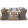 Rectangular outdoor dining table Livorno by Manutti - Teak frame, border teak with stone top