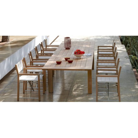 Extendible outdoor dining table Milano by Manutti - Open, frame and top teak