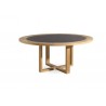 Round outdoor dining table Siena by Manutti - Teak frame and borde teak with stone top
