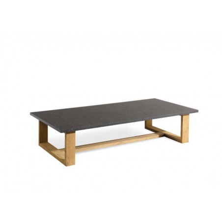Rectangular outdoor coffee table Siena by Manutti - Teak frame and stone top