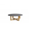 Round outdoor coffee table Siena by Manutti - Teak frame and stone top
