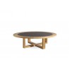 Round outdoor coffee table Siena by Manutti - Teak frame and broder teak with stone top