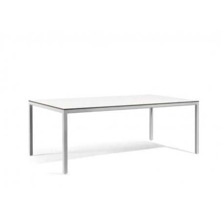 Rectangular outdoor dining table Quarto by Manutti - Shingle frame, white Trespa top