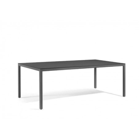 Rectangular outdoor dining table Quarto by Manutti - Lava frame, charcoal ceramic top