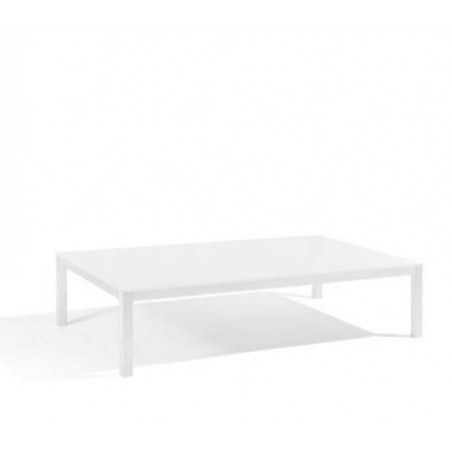 Table basse rectangulaire pour l'extérieur Quarto de Manutti - Cadre blanc, plateau verre dépoli blanc