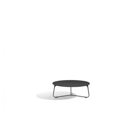 Table lounge ronde pour l'extérieur Mood de Manutti - Cadre lave, plateau céramique charbon