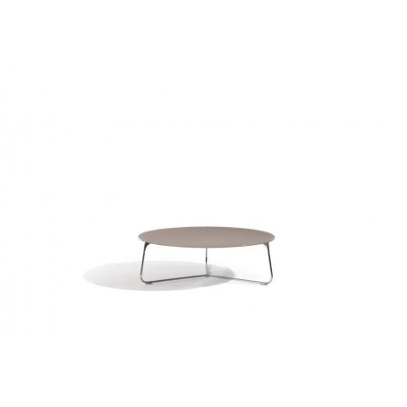 Table lounge ronde pour l'extérieur Mood de Manutti - Cadre blanc, plateau céramique quartz