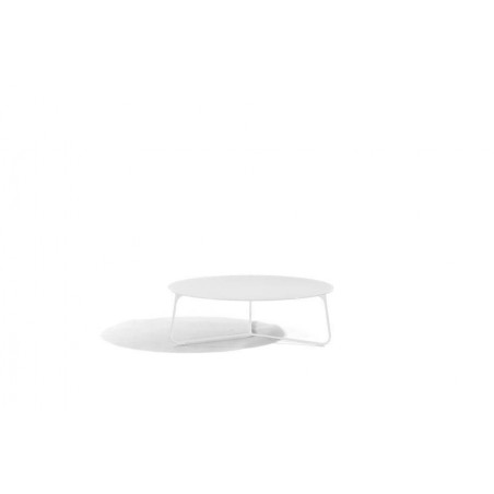 Round outdoor lounge table Mood by Manutti - White frame, white acid etched top