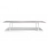 Extendible outdoor dining table Luna by Manutti - White frame whitout led-lighting, taupe acid etched glass top