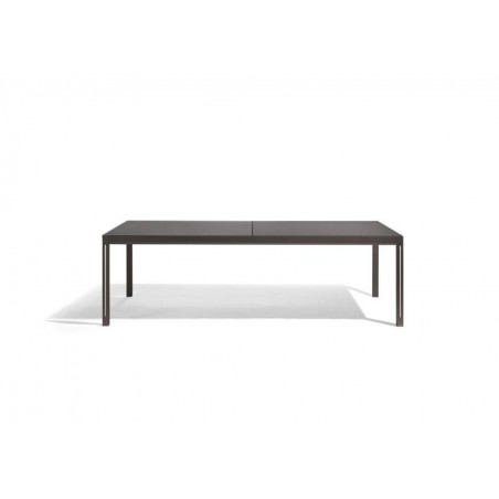 Extendible outdoor dining table Luna by Manutti - Lava frame and option led-lighting, charcoal ceramic top