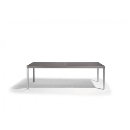 Table de repas extensible pour l'extérieur Luna de Manutti - Cadre aluminium anodisé avec option led, plateau verre dépoli noir