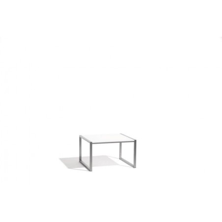 Outdoor lounge table Latona by Manutti - Electropolished stainless steel frame, white acid etched glass top