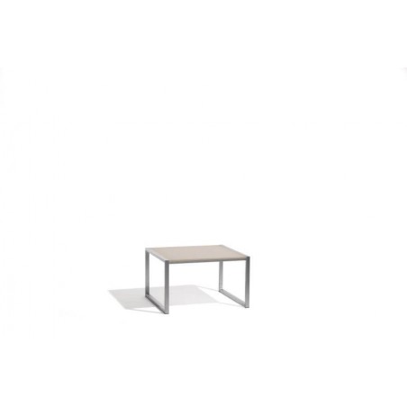 Outdoor lounge table Latona by Manutti - Electropolished stainless steel frame, taupe acid etched glass top