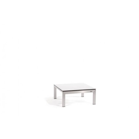 Table carrée lounge pour l'extérieur Liner de Manutti - Cadre aluminium anodisé, plateau Trespa blanc