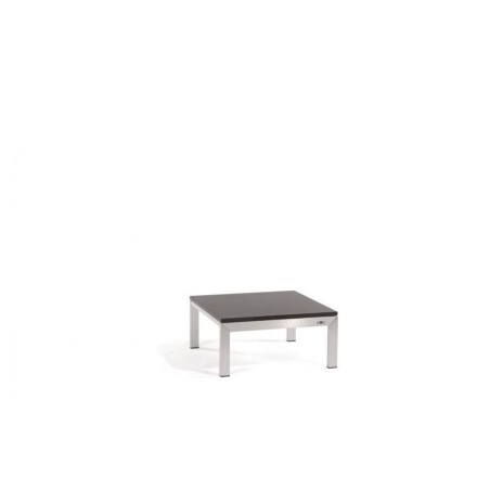Table carrée lounge pour l'extérieur Liner de Manutti - Cadre aluminium anodisé, plateau Trespa noir