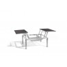 Dual trays outdoor coffee table Trento Tip-Up by Manutti - Anodised aluminium frame, black Trespa top