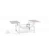 Dual trays outdoor coffee table Trento Tip-Up by Manutti - White frame, sand acid etched glass top