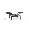 Dual trays outdoor coffee table Trento Tip-Up by Manutti - Lava frame, black acid etched glass top