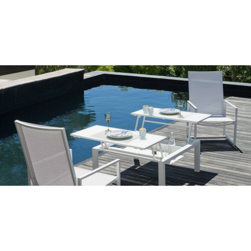 Dual trays outdoor coffee table Trento Tip-Up by Manutti