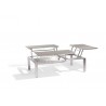 Triple trays outdoor coffee table Trento Tip-Up by Manutti - Electropolished stainless steel, taupe glass top