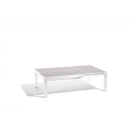 Triple trays outdoor coffee table Trento Tip-Up by Manutti - White frame, sand glass top
