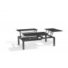 Triple trays outdoor coffee table Trento Tip-Up by Manutti - Lava frame, black glass top