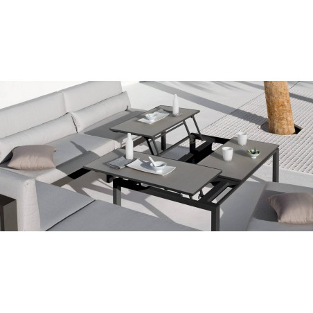 Triple trays outdoor coffee table Trento Tip-Up by Manutti