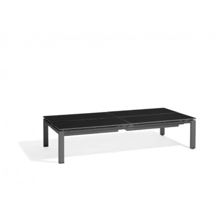 Quadruple trays outdoor coffee table Trento Tip-Up by Manutti - Lave frame, black Trespa top