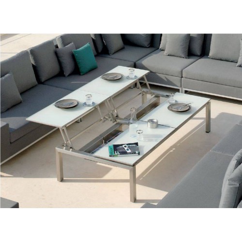 Quadruple trays outdoor coffee table Trento Tip-Up by Manutti