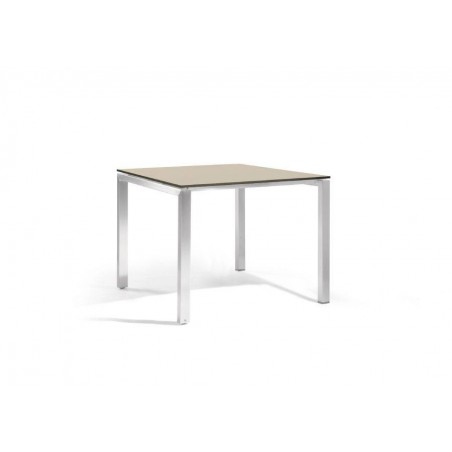 Square outdoor dining table Trento by Manutti - Electropolished stainless steel, stone grey Trespa